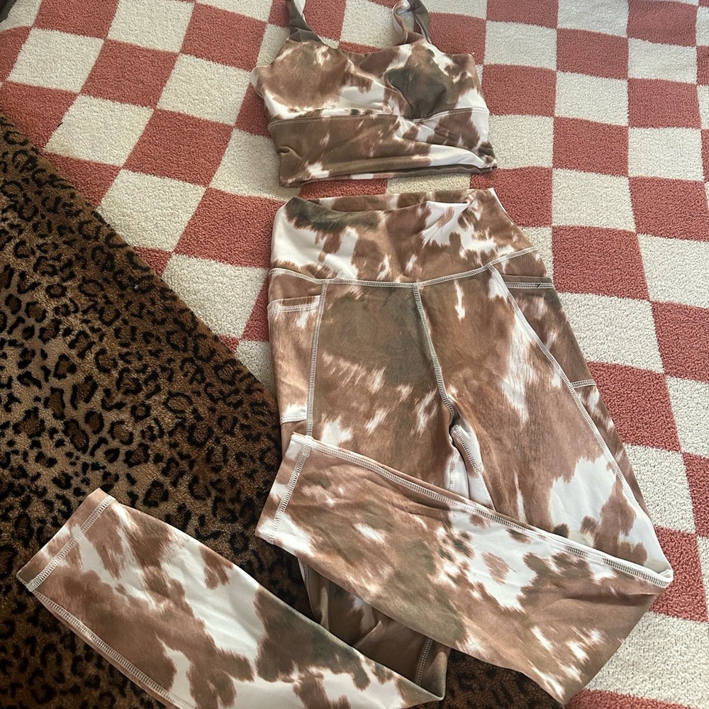 Cow print workout set